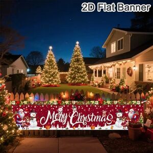 16 x 79 Holiday Wall Banner Festive Christmas Snowman & Santa - Merry Christmas